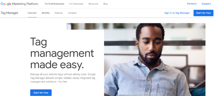 Google Tag Manager container installed on a WordPress site